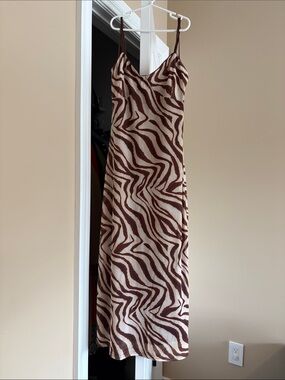 Camila Coelho Brown and Cream Zebra Print Maxi Dress